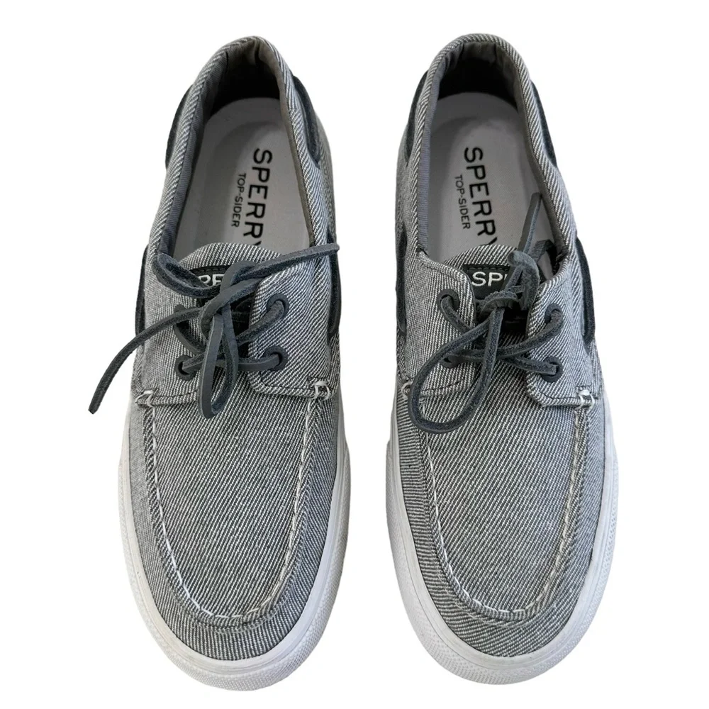 Sperry Bahama II 2-Eye Twill Grey Slip-On Boat Shoes Size 8
